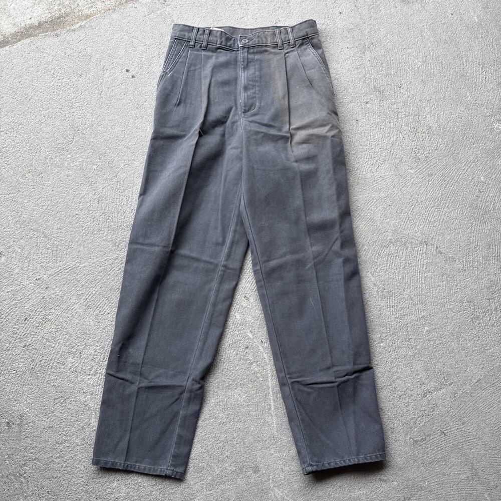 Vintage 80s Dockers Pants Mens 29x30 Grey Classic Fit Pleated Khaki Levis